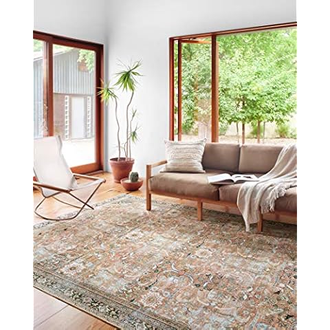 Loloi II Wynter Collection WYN-02 Auburn/Multi 2'-3" x 3'-9", .13" Thick, Accent Rug, Soft, Durable, Printed, Vintage Inspired, Low Pile, Non-Shedding, Easy Clean, Living Room Rug Cover
