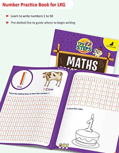 Image of Woodsnipe Alphabet and Number Practice for Home-schooling | Ages 3 to 5 Years | Capital and Small Letters, Number 1-50 with ample activity worksheets| Notebook Style | English-Maths Homeschooling Pack