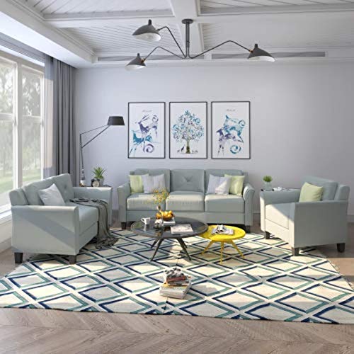 UNIROI Pieces Living Room Couch, 3 Seats Loveseat Single Chair Sofa Set, Grey, Gray
