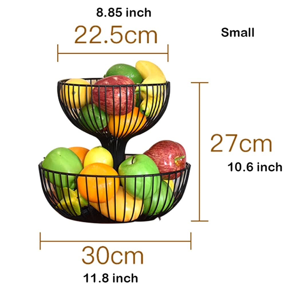 Organizador de Almacenamiento de Frutas y Verduras, Moderno Soporte de Cesta de Frutas de Metal de 2 Niveles - Almacenamiento Grande para encimera de Cocina para Frutas, Verduras y Bocadillo