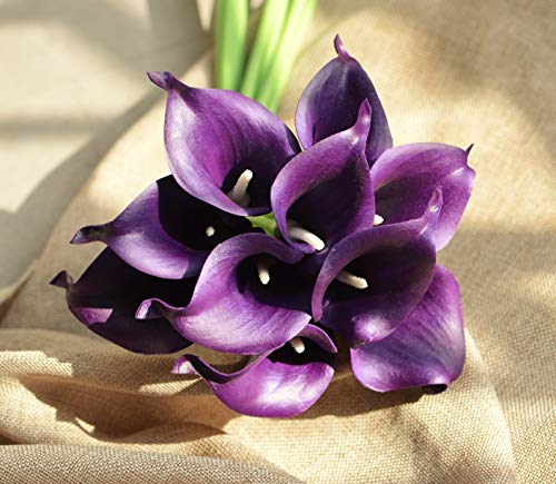Floral Kingdom 20 Pcs Real Touch Pu Latex Artificial Calla Lily Flowers For Wedding Bouquets, Centerpieces, And Floral Decor (Royal Purple) #TOP5