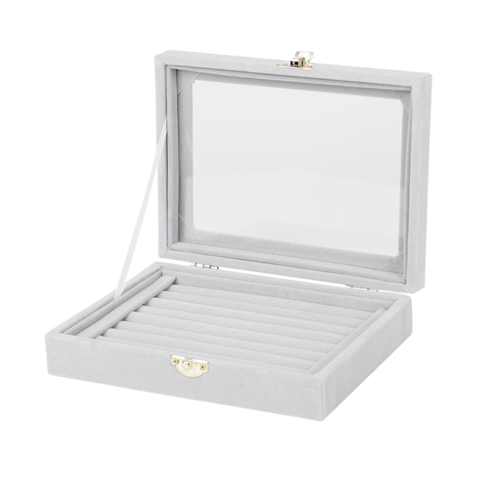 ZNJAMN 1pcs Ring Earring Jewelry Display Organizer Box Tray Holder Storage Case for Ring(Grey)