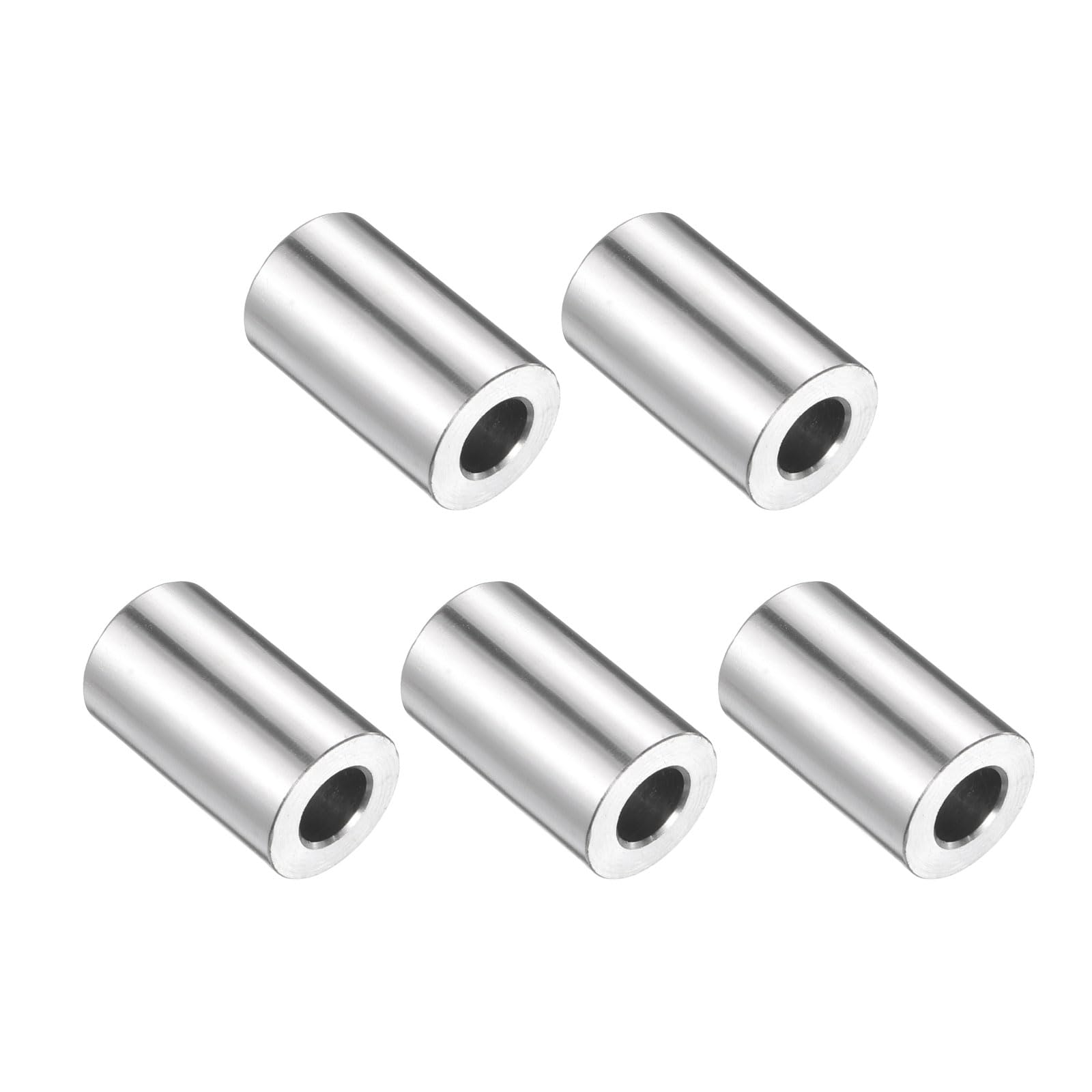 uxcell 5pcs Stainless Steel Spacer 3/8" Bore x 3/4" OD x 1-3/16" Length Screw Bushing Plain Finish Round Metal Spacer for M10 Screws Bolts and Rods