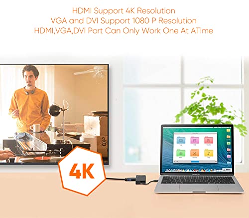 Image of CableCreation Multi-function Displayport to HDMI /DVI /VGA Adapter, 3 in 1 DP Displayport Adapter, Support HDMI 4K x 2K Resolution, Black