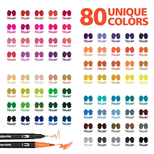 80 Markers Coloring Books for Adults, Dual Tip Brush Pens Watercolor Markers Set with Fine and Brush Tip for Kid Adult Artist Coloring Art Pens - Image 4