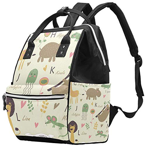 Mochila multifunción grande para pañales de bebé, diseño de jirafa, hipopótamo, koala, ratón, bolsa de pañales para mamá y papá