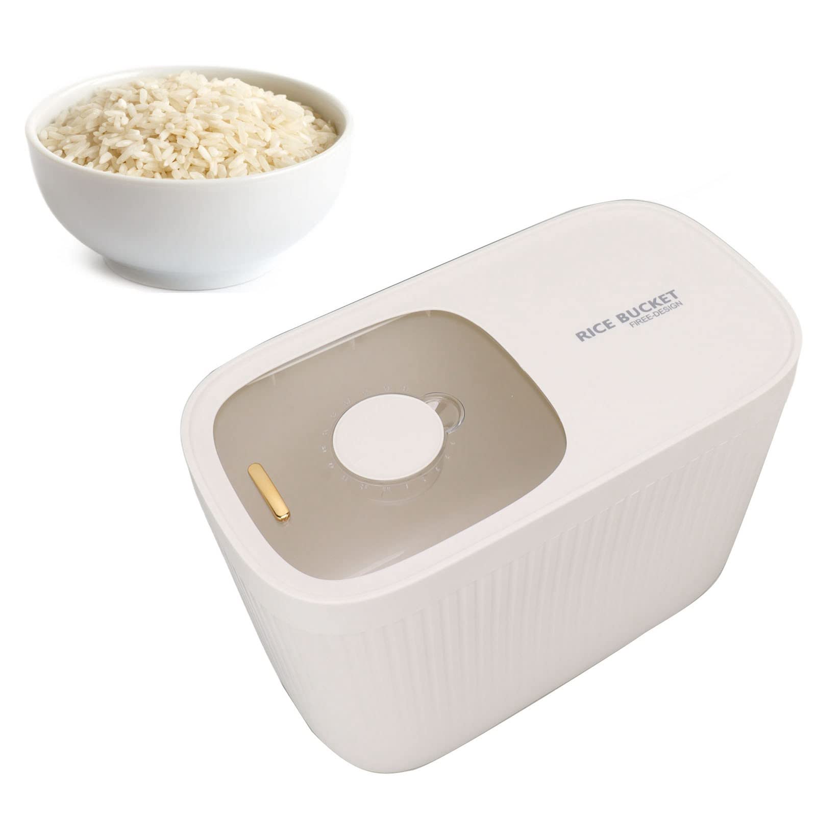 Rengue Cubo de Plástico para Arroz, Libre de BPA, Recipiente Hermético para Almacenar Alimentos con Tapa Transparente y Anillo de Sellado para Harina, Legumbres, Granos y Frutos secos. (WHITE)