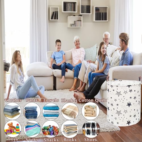 Image of Waterproof Laundry Hamper Collapsible Laundry Basket Leather Handle Laundry Bag Large Clothes Storage Toy Organization for Bathroom Bedroom Laundryroom College Dorms (Caisanjiao-001)