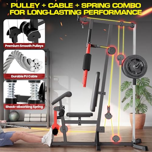 OPPSDECOR Home Gym, Workout Station with High/Low Pulley System, Multifunctional Home Gym Equipment, Exercise Equipment for Full Body Strength Training, Weight Machine with PEC Fly & Chest Press - Image 5