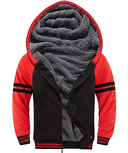 Image of SECOOD Kids Hoodie Fleece Jacket Warm Sherpa Lined Zip Up Hooded Sweatshirt Soft Winter Coat Boys Girls School Outerwear