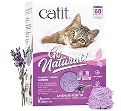 Catit Go Natural Pea Husk Clumping Cat Litter, Tofu, Lavender, 14 L, Dust Free & Lightweight Cat Litter, Easy to Scoop, Lit…