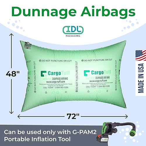 Image of IDL Packaging 48 inch x 72 inch Dunnage Airbags, Woven Polypropylene, Level 1 - Fill The Void in Trucks and Intermodal Shipments, Reusable - Load Securement Airbags for Container Stuffing