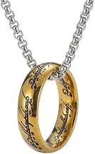 Lord of the Rings The Single Ring Elven Gandalf Pendant Necklace (Gold) (60 cm Chain)