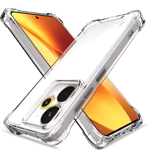 Image of Pikkme Back Cover for Realme 15 5G PC + TPU Clear Transparent Raised Edges Shockproof Protective Phone Bumper Case(Transparent)