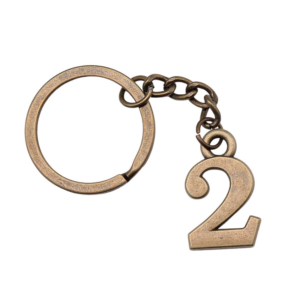 Wysiwyg Unisex A10-1Pcs-26X16mm 1Pcs 26X16mm Number 2 Charms Keyrings Antique Bronze Color Zinc Alloy Ring Size 28Mm