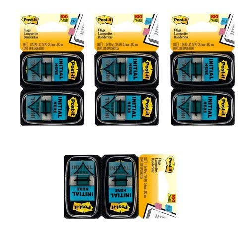 Post-it banderas de señalización para organizar contratos y agilizar firmas, azul, 4 pack