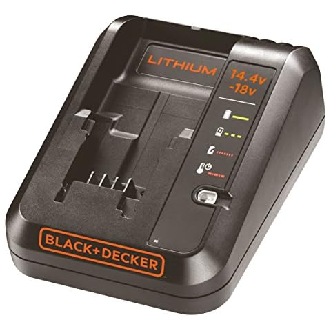 Black+Decker Multivolt-Schnellladegerät (für 14,4V Li-Ionen, 1Ah und 18V, 1Ah Akkus, Bestandteil des 18V Systems, 4 Ladestandmodi, inklusive Ladekabel, LED-Ladestandanzeige) BDC1A Cover