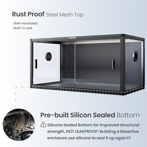 Image of Phailozoo Stackable 50 Gallon Reptile Enclosure for Gecko, Juvenile Reptile | Adding Vibrant Fun for Your Home, Anti-fingerprint Tempered Glass Door with Handles Easy to Feed & Clean