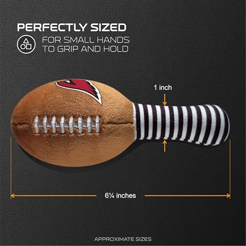Image of Arizona Cardinals Plush Football Rattle by Smilo - Officially Licensed NFL Baby Rattle Toy - Soft Baby Rattle with Bell - for Babies and Toddlers from 3 Months