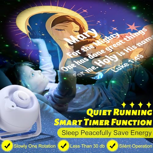 Image of Aurelema Bible Verses Projector Galaxy Projector Includes 6 Interchangeable Christian Discs Night Light Set Project Religious on Walls or Ceilings for Christian