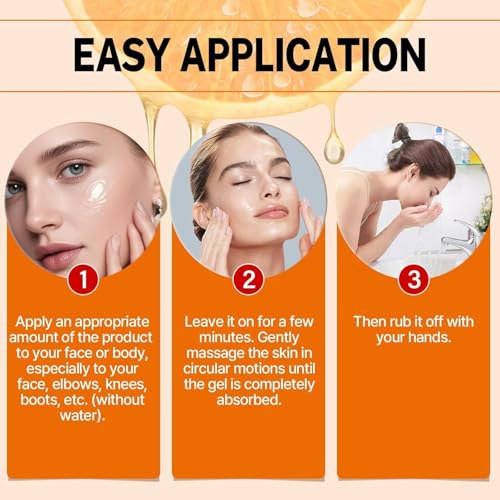 Image of Orange Enzymes Exfoliating Gel for Face & Body | Deep Cleansing Moisturizing Facial Exfoliator | Dead Skin Remover | Brightening & Pore Cleansing Scrub for All Skin Types Vitamin C