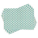 ABAKUHAUS Turquesa Salvamantel Set de 4 Unidades, Diamantes y círculos, Material Lavable Estampado Decoración de Mesa Cocina, Crema de Color Turquesa