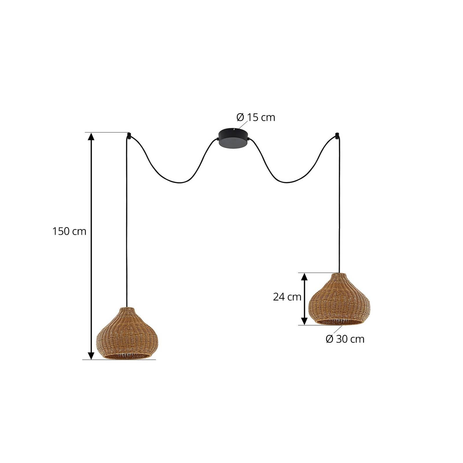 Lucande Lámpara para exterior Taniola (Tradicional) en Marrón hecho de Madera (2 llamas, E27) lámpara colgante