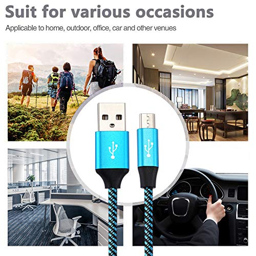 Micro USB Cable,Cell Phone Charger Android Nylon Braided Fast Charging Cord Compatible with Samsung Galaxy S6 S7 J3 J7 LG HTC Sony Motorola Kindle BlackBerry Xbox PS4 - Thumbnail 4
