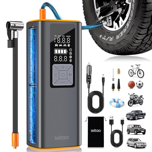 Cordless Tire Inflator Portable Air Compressor, Air Pump for Car Tires 150PSI Cordless with Battery...