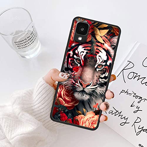 Image of for Alcatel TCL 30Z T602DL Phone Case, Soft TPU Slim Fit TCL 30Z for Women Girls, Anti Scratch Non-Slip Protective Shockproof Rubber Cover for Alcatel TCL 30Z, Flower Tiger