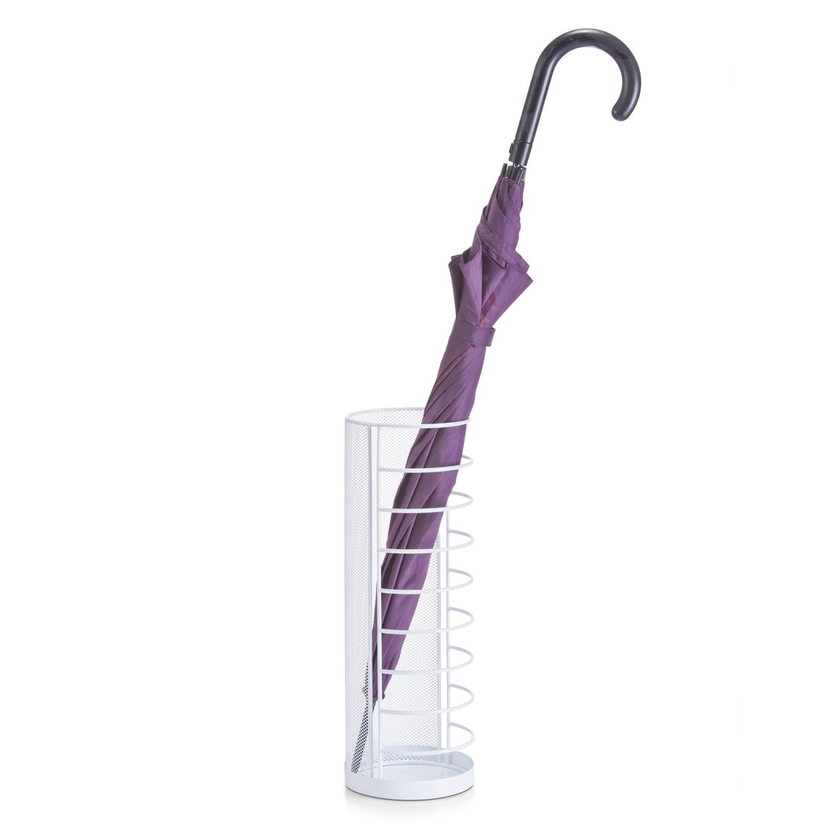 Portaombrelli Mesh Zeller Bianco - Ø14x40.5 Cm, Acciaio Intrecciato - Foto 2