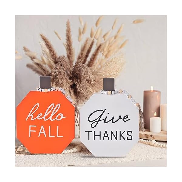 IDATOO Thanksgiving Decorations for Home, 2 PCs Rustic Fall Decor, Fall Decorations, Wooden Pumpkin Tabletop Sign Block Set for Home Halloween Farmhouse Living Room Harvest Mantel (Orange White Pumpkin) IDATOO Thanksgiving Decorations for Home, 2 PCs Rustic Fall Decor, Fall Decorations, Wooden Pumpkin Tabletop Sign Block Set for Home Halloween Farmhouse Living Room Harvest Mantel (Orange White Pumpkin)