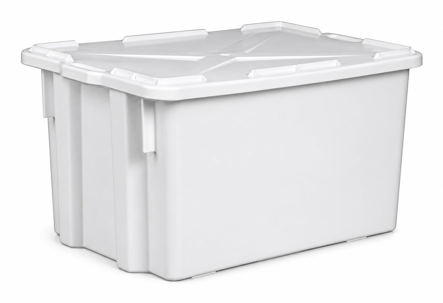 Cubeta Plastico con Tapa 65L Apilable | Caja Plastico Almacenaje Resistente y Ergonómica, Polietileno, 630x450x350mm | Uso Alimentario y Industrial | Fácil Limpieza y Ahorro de Espacio