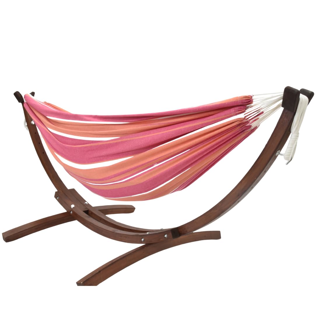 DOUBLE COTTON HAMMOCK WITH SOLID PINE STAND (260 CM)