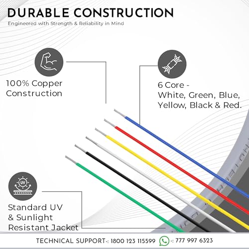 Image of RATNOTECH 6 Core Copper Wire for Water Level Controller & Indicator (20 Meters) | Premium Tinned Multistrand Copper Cable | Virgin PVC Insulated, Color-Coded, Durable Tank & Industrial Use - Grey