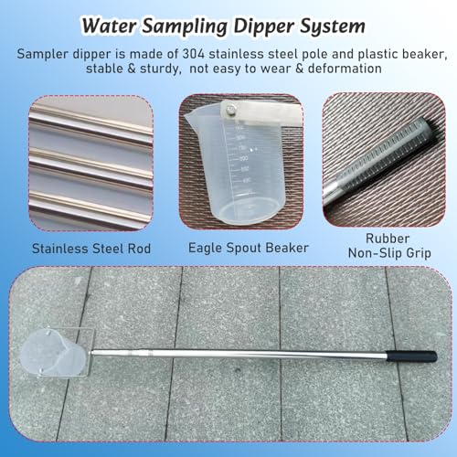 Dipper per campionamento dell'acqua retrattile, kit portatile da 500 ml per fiumi e laghi, asta flessibile per campionatore d'acqua per una facile raccolta e test
