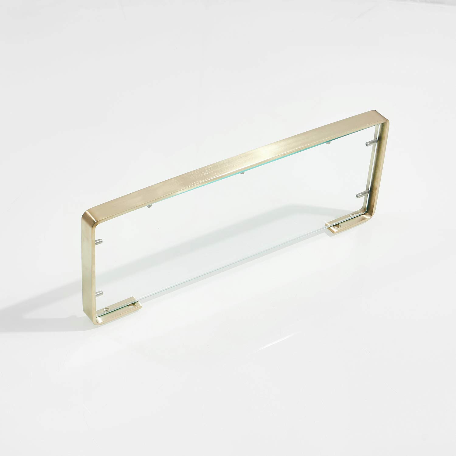 Mensola da bagno in vetro, oro spazzolato, 55 cm, rettangolare