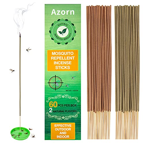 Eglagen Azorn 60 Pack Mosquito Repellent Incense Sticks, Mosquito Killer and Flying Insects Catcher, Natural Plant Based Mosquitoes Fly Killer and Deet Free