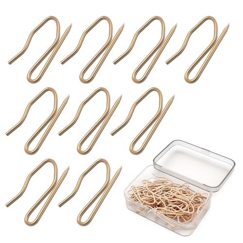 ANNGO 60 Pack Curtain Pins Hooks, Curtain Pleat Hooks, Pins Stainless Steel Pin-on Hooks for Curtain Pleat Hooks 0.6'' x 0.6''inch Small Curtain Hooks