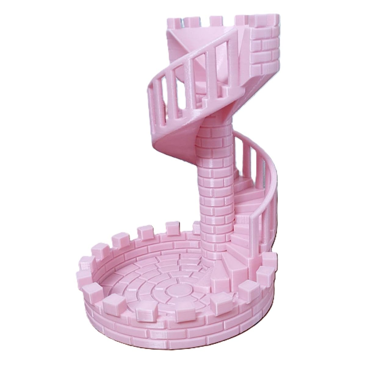 Spiral Stair DND Dice Tower and Tray, 3D-Printing Castle Dice Rolling Tower for Dragons and Dungeons D&D Tabletop RPG Games Pink