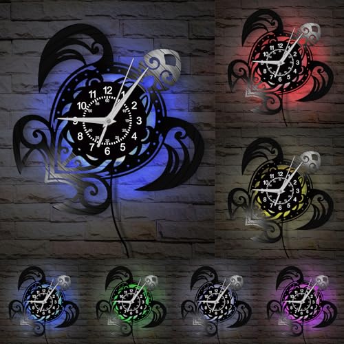 Reloj de pared tortuga marina con LED de 12 pulgadas miniatura 2