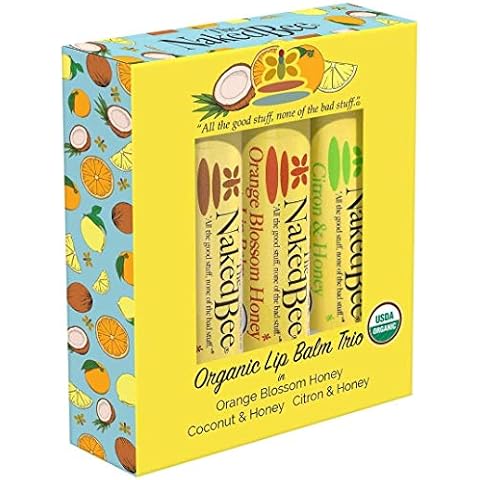 The Naked Bee Organic Lip Balm Trio Gift Set Orange Blossom, Coconut, Citron & Honey Cover