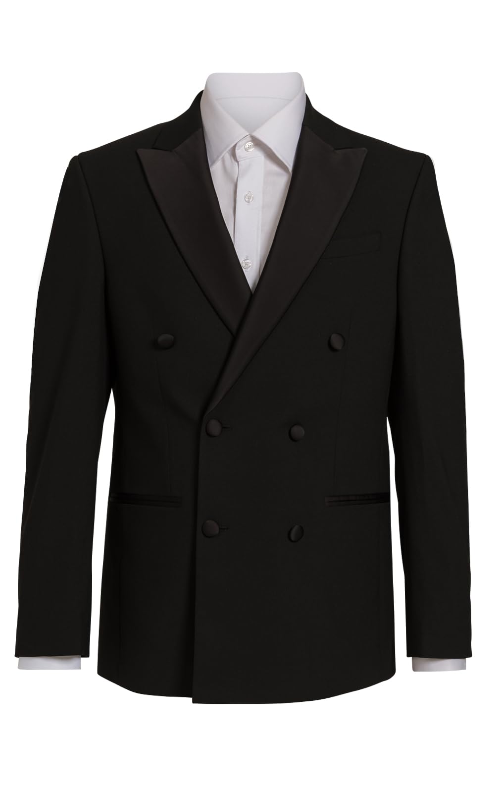 Dobell Mens Black Tuxedo Dinner Jacket Regular Fit Double Breasted Peak Lapel-52R