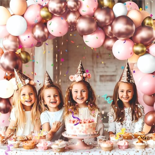 Image of 61 Pcs Set of pink, peach and rose gold balloon garland kit for birthday decoraion, anniversary decoration, Home Decoration Items