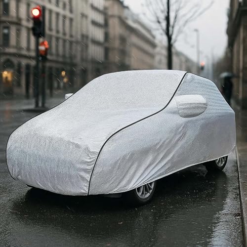 Image of Sulfar 100% Waterproof Car Body Cover Compatible with Mirror for Hyundai Aura (Triple Stitched, Full Bottom Elastic, Magic Silver with Black Piping)