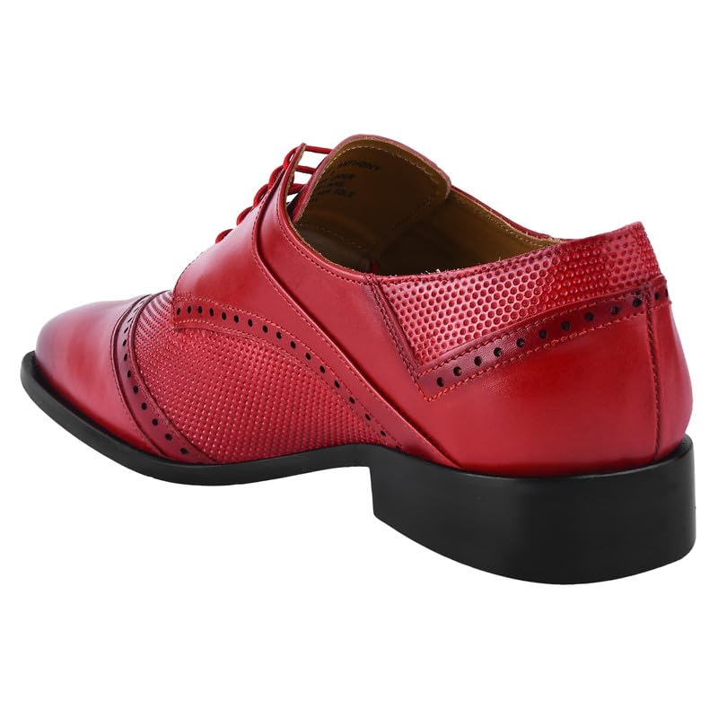 Image of LIBERTYZENO Mens Tread Design & Plain Genuine Leather Lace Up Oxford Dress Shoes for Easter Gift