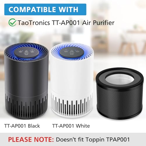 Image of 2 Pack TT-AP001 Replacement Filter, Compatible with TaoTronics TT-AP001 and VAVA VA-EE014, 3-in-1 HEPA and Activated Carbon Filter