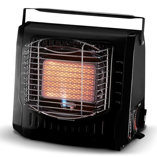 Gas Bullet ® Keramik Gasheizung 2 kW - Effizienter Gasstrahler für Camping, Outdoor & Wohnwagen-Standardisiertes Bajonett Ventil 227g-Flammenregler, Piezo-Zünder (Gasheizung)