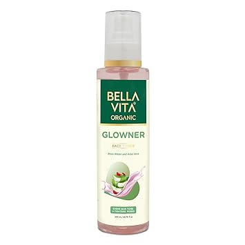 Bella Vita Organic Glowner Face Toner, Alcohol free, Rose Water 200ml Pore Minimizing Tightening Natural Toner Spray for Glowing Skin - All Skin Types