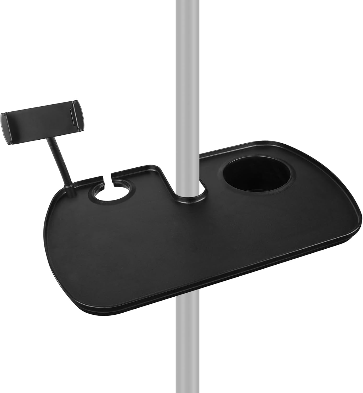 Geekria for Creators Microphone Stand Tray with Cup Holders, Phone Holder and Microphone Holder for Stage, Live Streaming, Recording (Black)